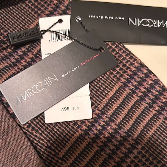 Marc Cain Women's Size N3 Belted Peacoat Black Brown Herringbone Plaid New - Picture 12 of 12